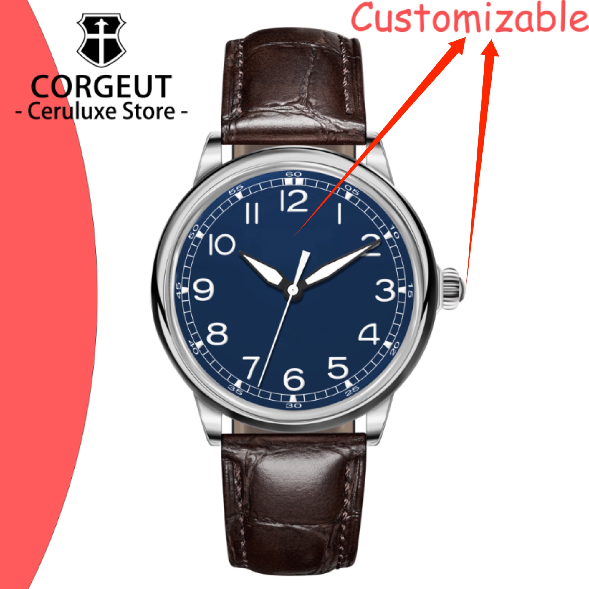 Luxury Watch Leather - CUSTOM Logo 41mm MIYOTA8215 Automatic Mechanical