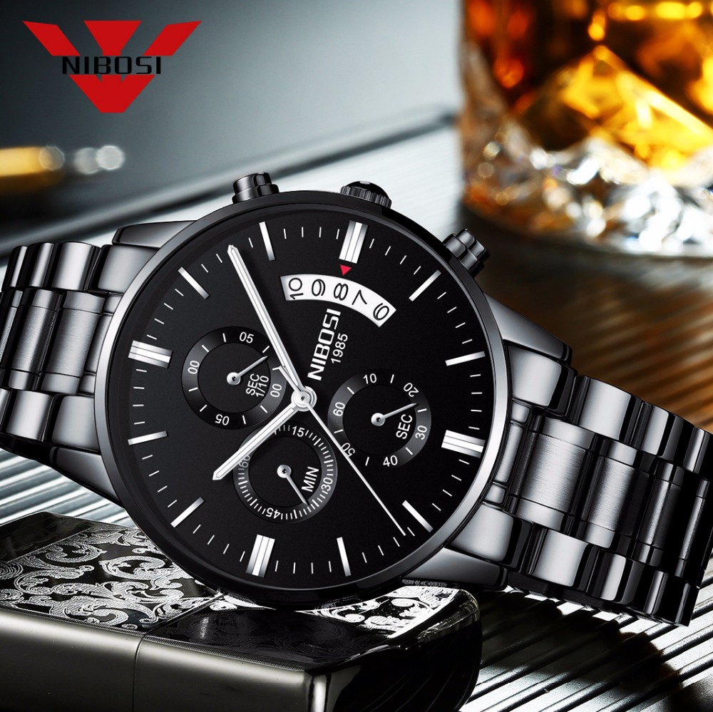 NIBOSI Stainless Steel Black Q - Luxury Watch Top 10 ulasan dan harga