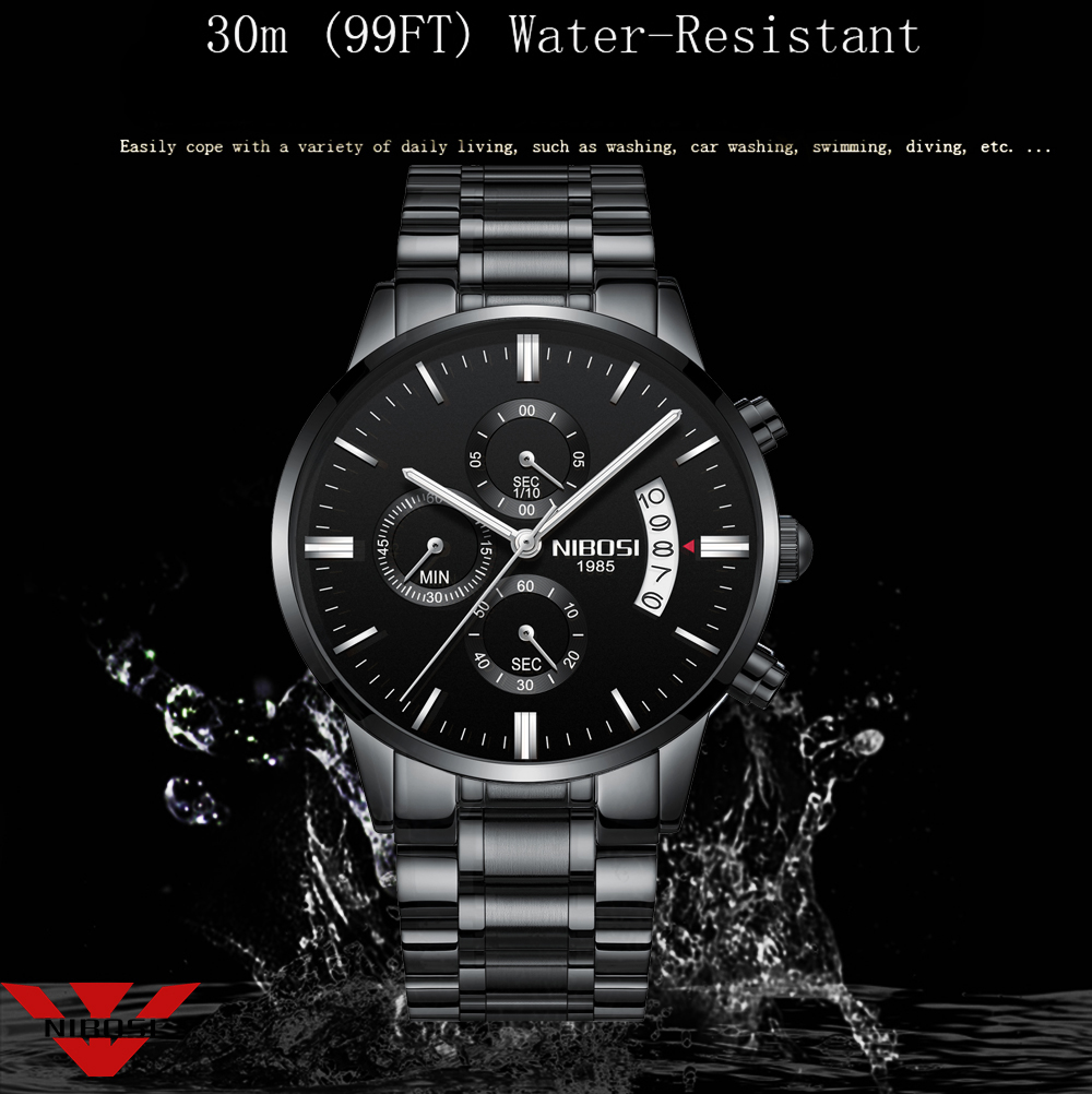 NIBOSI Stainless Steel Black Q - Luxury Watch Top 10 ulasan dan harga