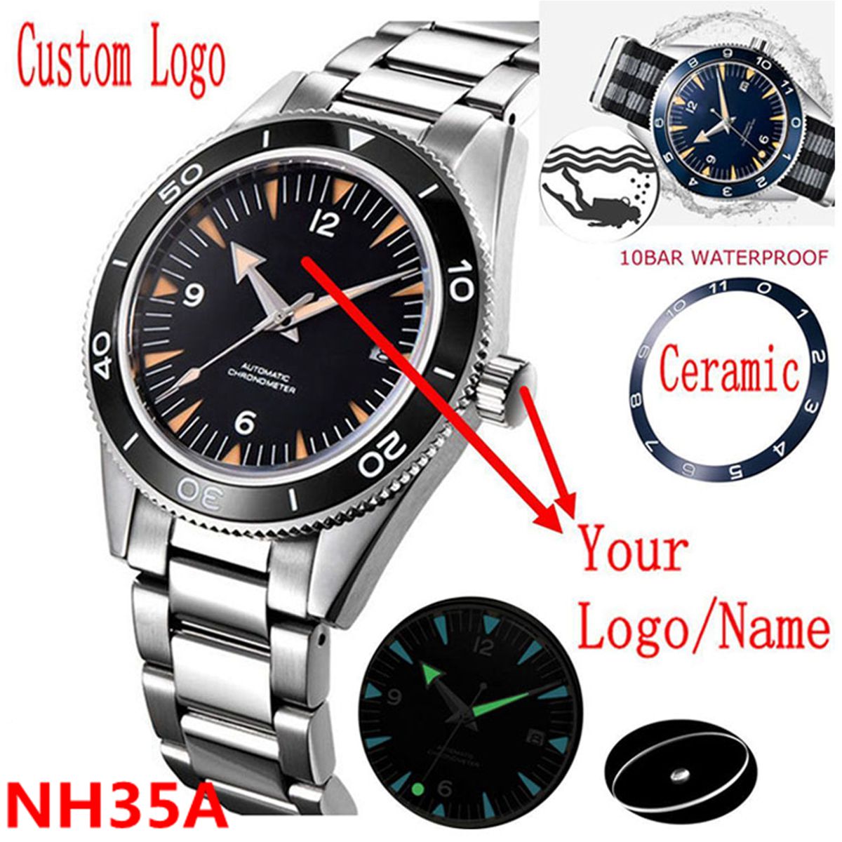 Custom Logo NH35 Movement Watc - Luxury Watch Life ulasan dan harga