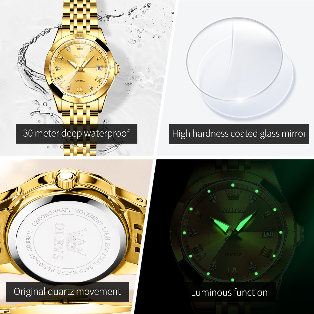 OLEVS Fashion Golden Watch for - Luxury Watch Cheap ulasan dan harga